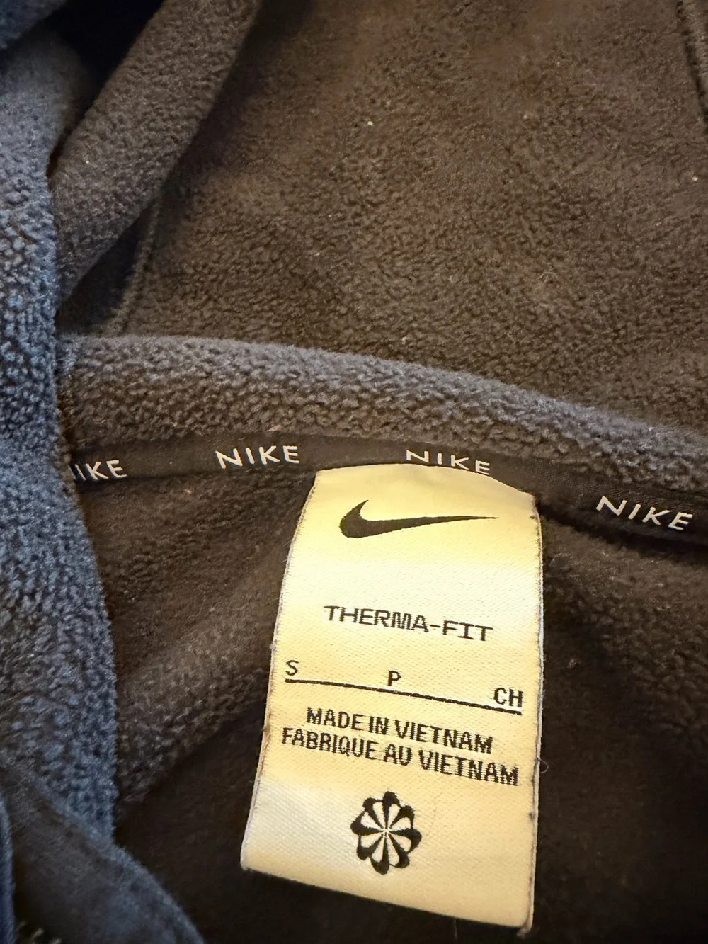 Nike Black Therma-FIT Fleece Hoodie with White Swoosh Tag